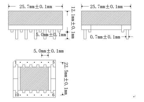 EFD25 H pin5+5外观尺寸图